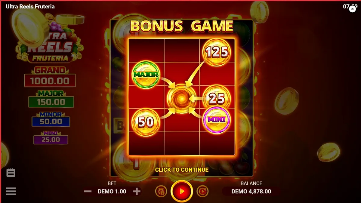 Interface vibrante e moderna do slot Ultra Reels Fruteria com frutas clássicas